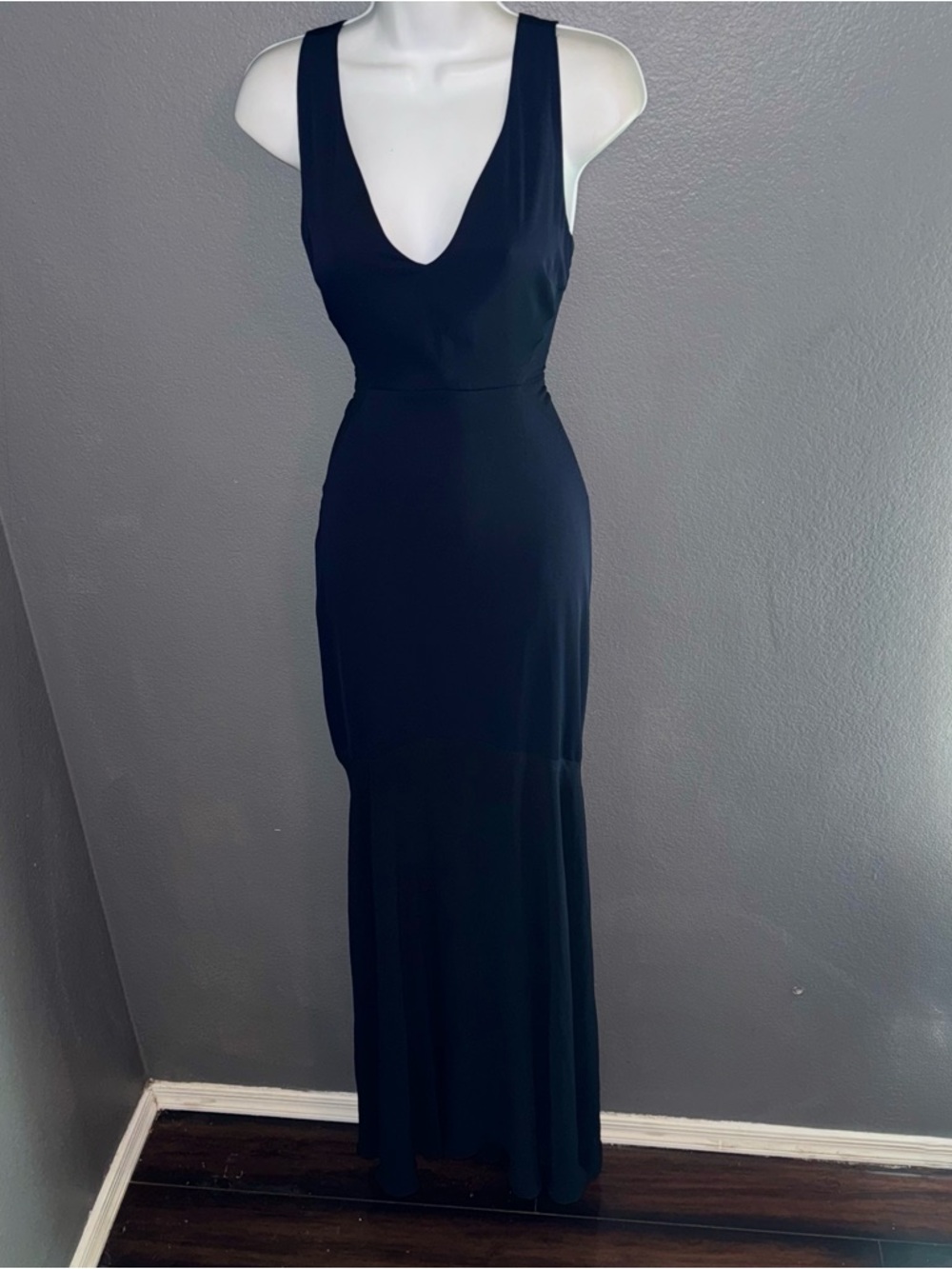 Erin Fetherston Designer Navy Blue Formal V-Neck Maxi Gown Dress Small 4